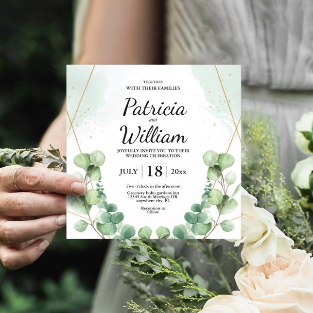 Greenery Modern Eucalyptus Wedding Party Invitation (Greenery Modern Eucalyptus Wedding Party Invitation, Save The Date Card)