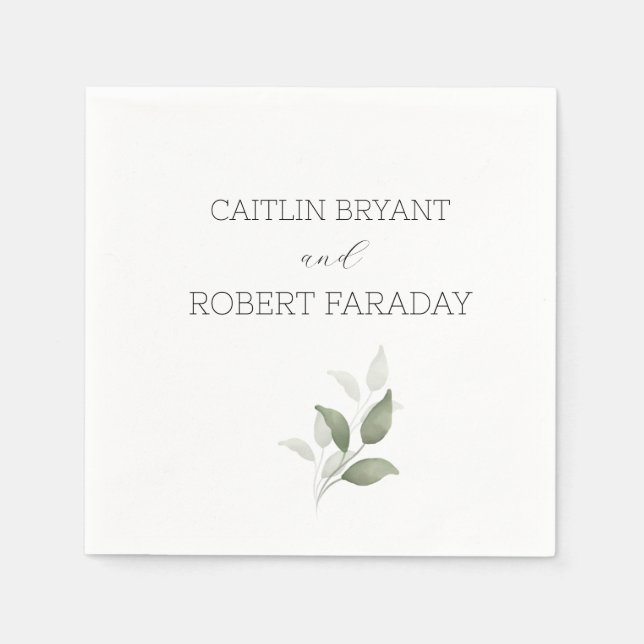  Greenery Modern Wedding  Napkin (Front)