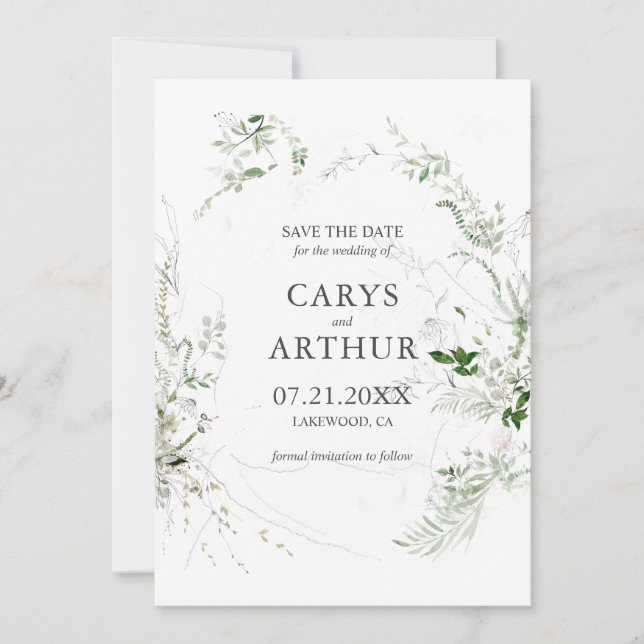 Greenery Modern Wedding Save The Date (Front)