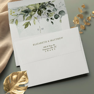 Greenery Modern Whimsical Eucalyptus Envelope