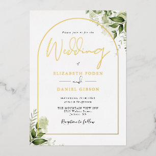 Greenery Monogram Elegant Script Wedding Gold Arch