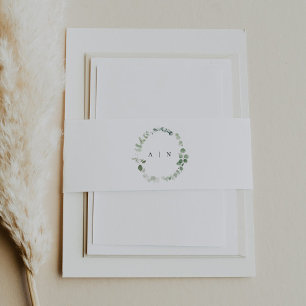 Greenery Monogram Invitation Belly Band