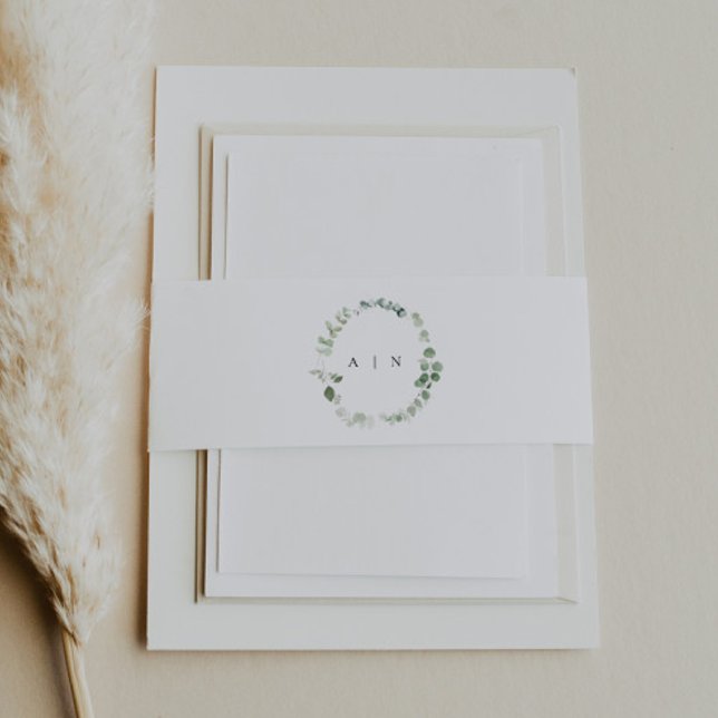 Greenery Monogram Invitation Belly Band (Creator Uploaded)