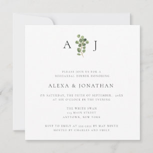 Greenery Monogram Rehearsal Dinner Invitation