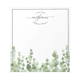 Greenery Monogram Script   From The Desk Of  Notep Notepad