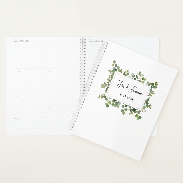 Greenery NAME & NAME Wedding DATE Timeless Couple Planner (Display)