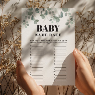  Greenery Name Race Printable Baby  Shower Game Invitation