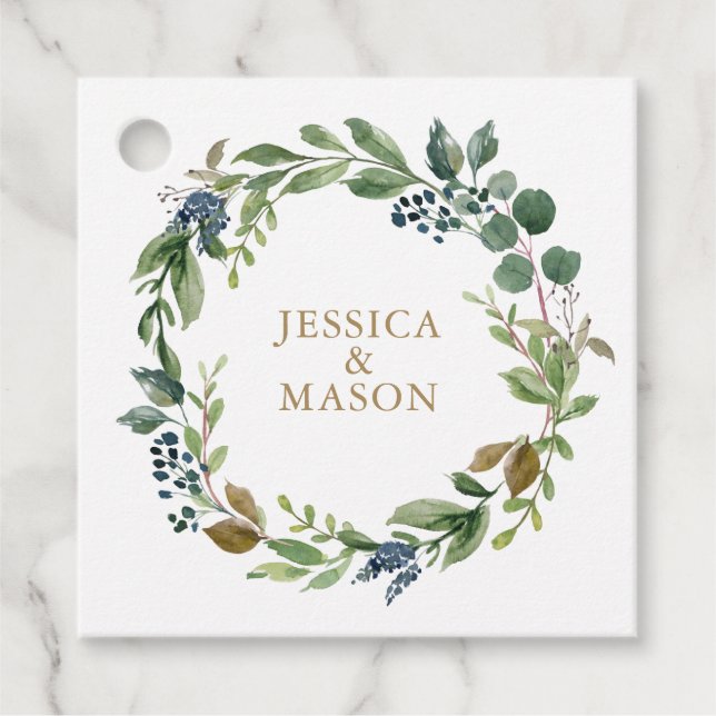 Greenery Navy Gold Thank You Favour Tag (Front)