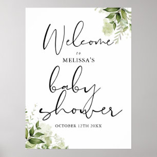 Greenery Neutral Baby Shower Welcome Sign