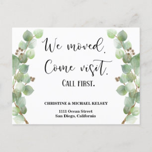 Greenery New Home Address Moving Announcement Postcard