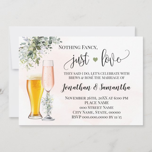Greenery Nothing Fancy Just Love Elopement Invite (Front)
