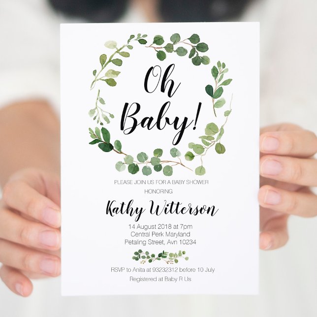 greenery oh baby shower invitation (Creator Uploaded)