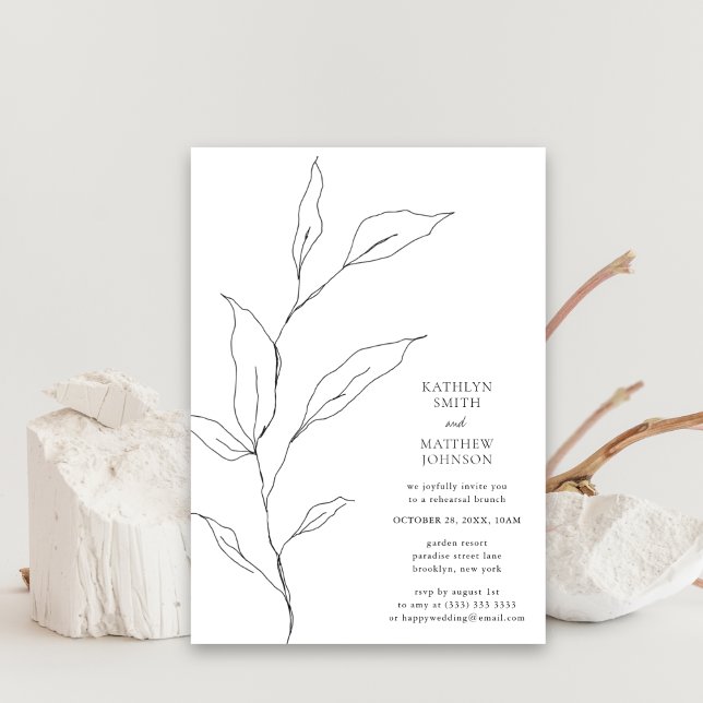 Greenery Olive Leaf Branch Simple Rehearsal Brunch Invitation (Creator Uploaded)