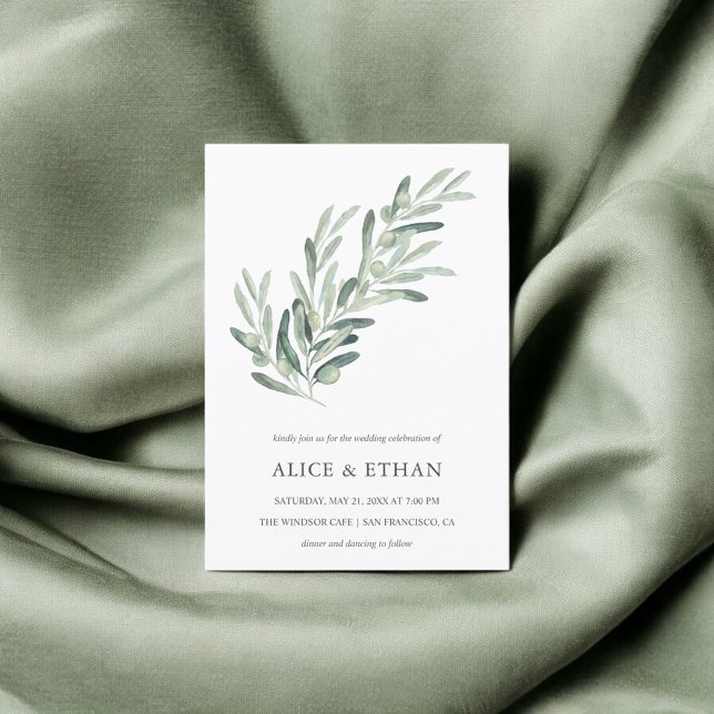 Greenery Olive Simple Wedding Invitation (Creator Uploaded)