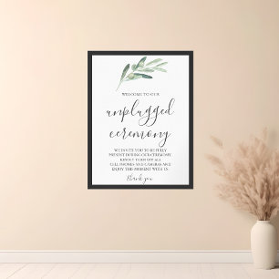 Greenery Olive Unplugged Wedding Sign