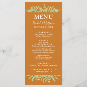 Greenery on Ochre Fall Wedding Menu