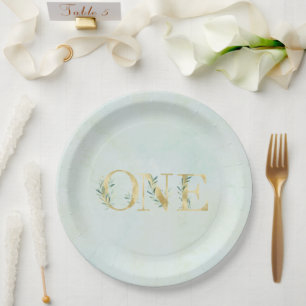 Greenery ONE first birthday party plates! Paper Pl Plate