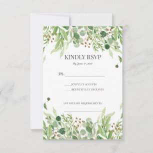 Greenery outdoor wedding watercolor RSVP cards