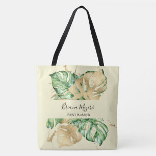 Greenery Palm Leaves Gold Yellow Tropical Tote Bag