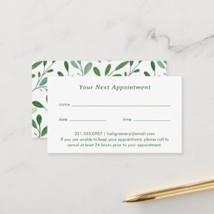 Greenery Pattern Modern Appointment Card