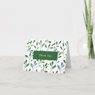 Greenery Pattern Modern Thank You Card