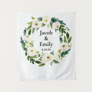 Greenery Personalised Wedding Photo Booth Backdrop Tapestry
