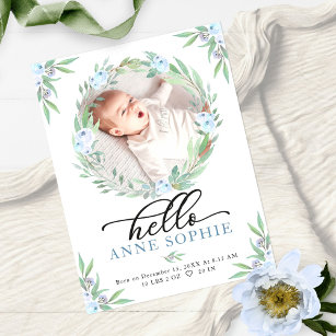 Greenery Photo Birth Announcement & Thank You Card