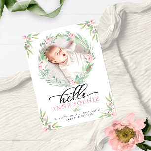 Greenery Photo Birth Announcement & Thank You Card