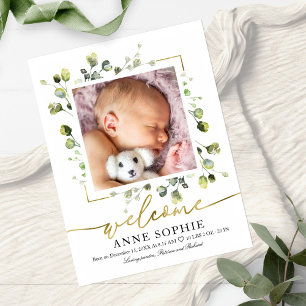 Greenery Photo Birth Announcement & Thank You Post Postcard