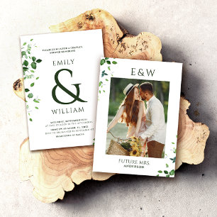Greenery Photo Couples Shower  Invitation