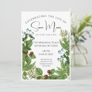 Greenery Photo Funeral  Invitation