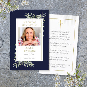 Greenery Photo Funeral Memorial Prayer Cards