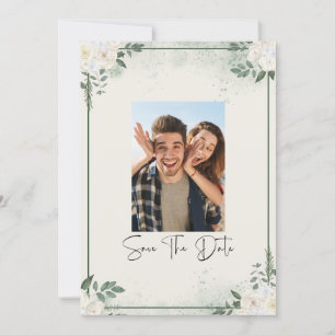 Greenery Photo Save The Date Invitation