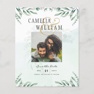 Greenery PHOTO SAVE THE DATES Eucalyptus BUDGET Flyer