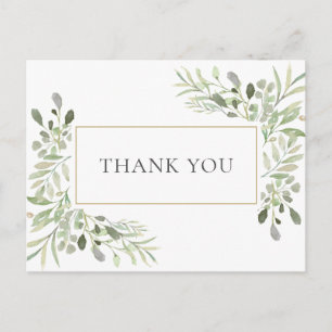 Greenery Photo Wedding Thank You Postcard