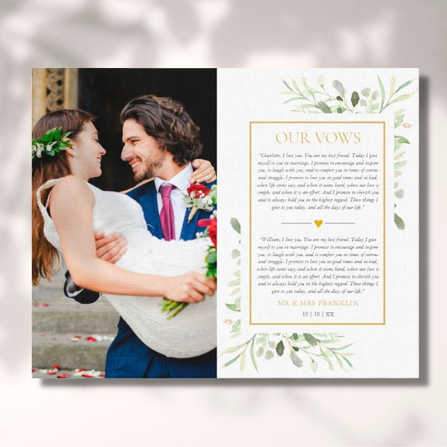 Greenery Photo Wedding Vows Anniversary  Canvas Print (Creator Uploaded)