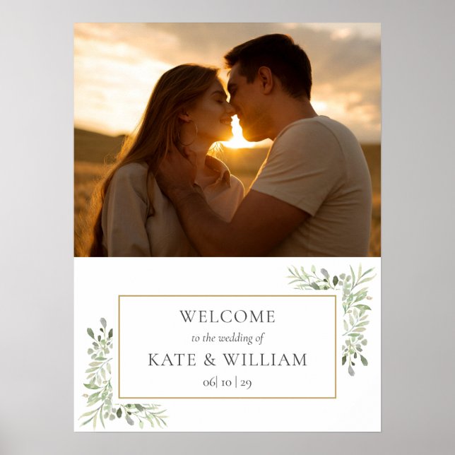Greenery Photo Wedding Welcome Sign (Front)