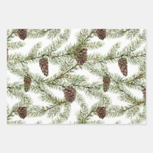 Greenery. pine, cone, fir wrapping paper sheet