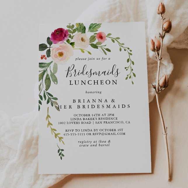 Greenery Pink Blush Bridesmaids Luncheon Shower Invitation (Creator Uploaded)