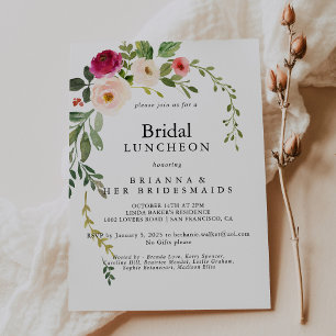 Greenery Pink Blush Bridesmaids Luncheon Shower Invitation