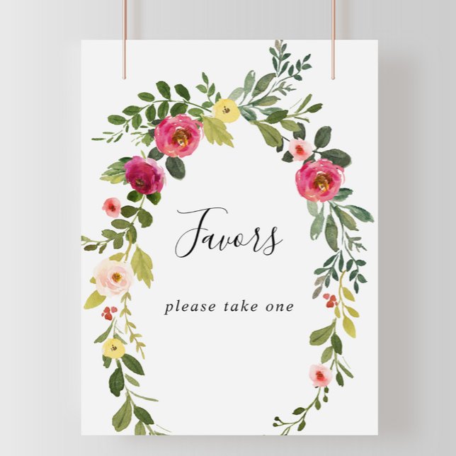 Greenery Pink Blush Floral Favours Sign (Creator Uploaded)