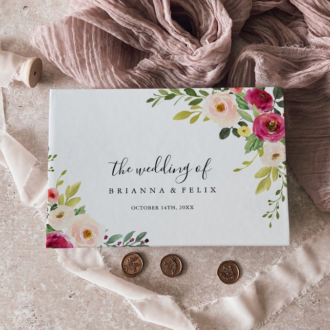 Greenery Pink Blush Floral Wedding Guest Book (Creator Uploaded)