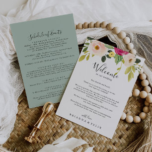 Greenery Pink Blush Floral Wedding Welcome Letter