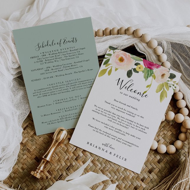 Greenery Pink Blush Floral Wedding Welcome Letter (Creator Uploaded)