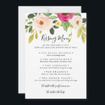 Greenery Pink Blush Wedding Kissing Menu Game Card<br><div class="desc">This greenery pink blush wedding kissing menu game card is perfect for a simple wedding reception. The design features hand-painted illustrated beautiful pink,  blush and yellow peonies with green foliage.</div>