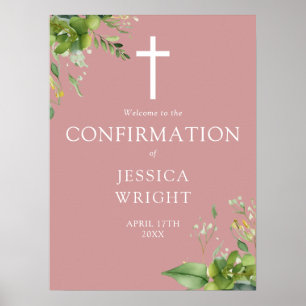 Greenery Pink Confirmation Welcome Sign