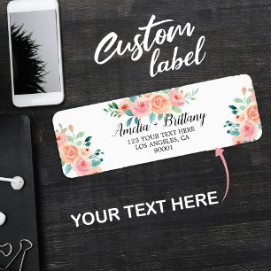 Greenery Pink Floral Christmas Return Address