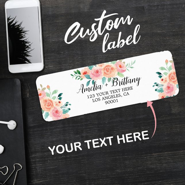 Greenery Pink Floral Christmas Return Address (Christmas Return Address Labels Custom)