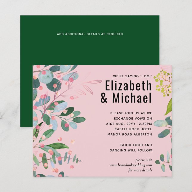 Greenery Pink Modern Wedding (Front/Back)