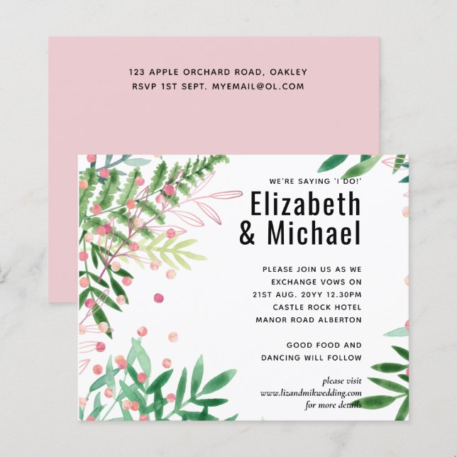 Greenery Pink Modern Wedding (Front/Back)